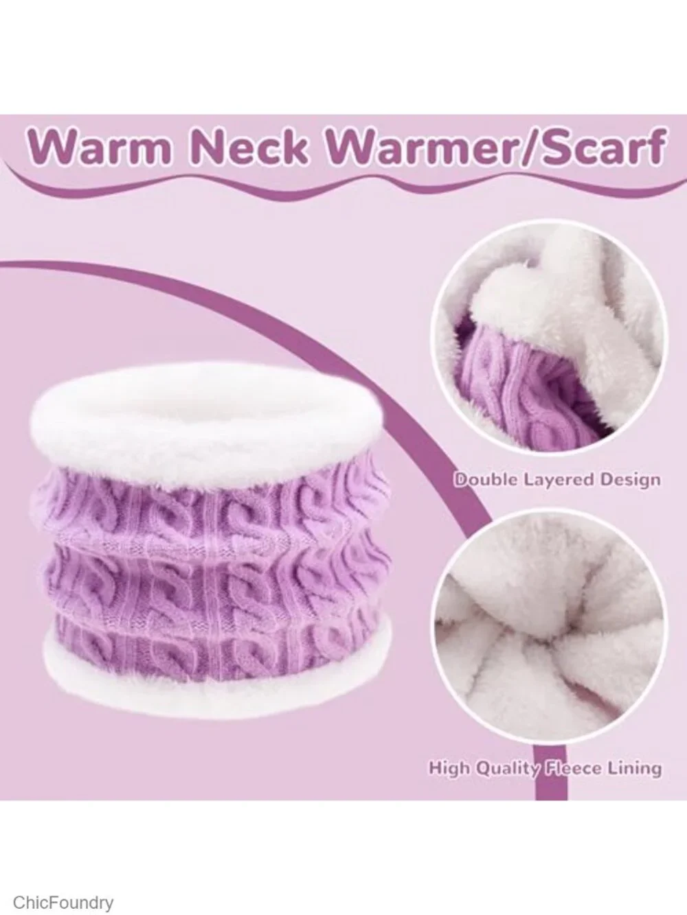 Kids Knit Fleece Lined Hat Scarf Gloves Set - Warm Thermal Winter Accessories